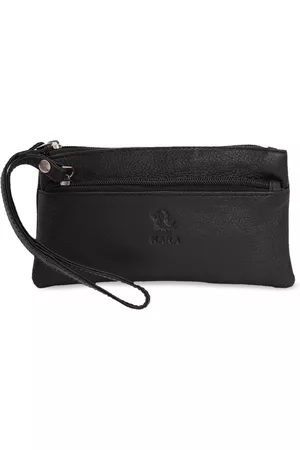 KARA Women Black Solid Leather Pouch