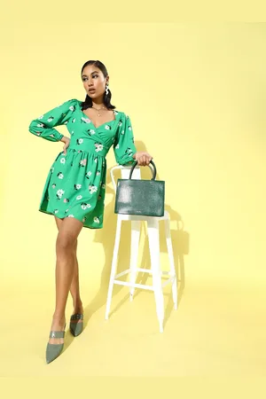 Sera Women Gorgeous Green Floral Dress