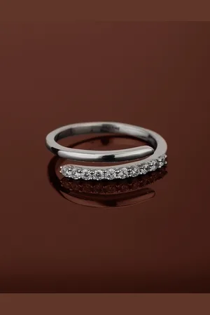 Carlton London Women Silver-Toned Rhodium-Plated CZ-Studded Adjustable Finger Ring