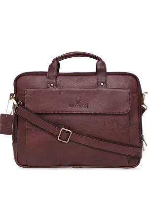 WildHorn Men Maroon Textured Laptop Bag