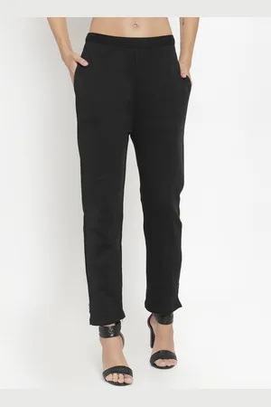 Clora Creation Women Black Solid Cropped Woollen Regular Trousers