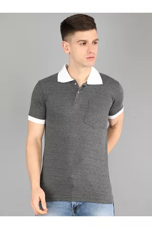 Fleximaa Men Charcoal Polo Collar T-shirt