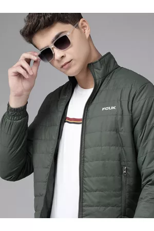 French Connection Men Olive Green Solid Quilted Jacket