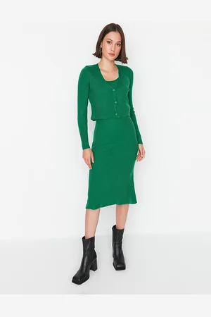 Trendyol Women Green Solid Sheath Dress
