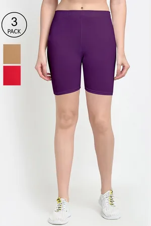 GRACIT Women Red Cotton Pack of 3 Cycling Sports Shorts