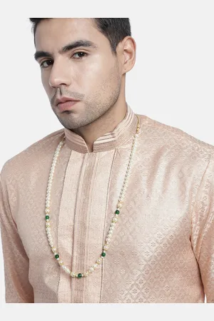 I Jewels Men Green & White Gold-Plated Necklace