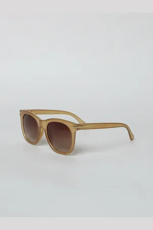 ONLY Women Brown Lens & Gold-Toned Rectangle Sunglasses
