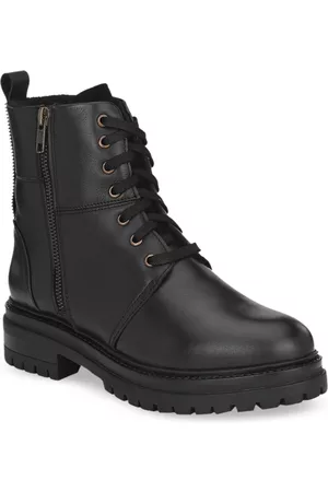 Delize Women Black Solid Leather High-Top Flat Boots