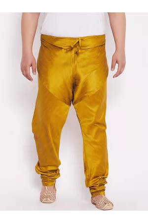 Vastramay Men Mustard Yellow Silk Blend Pyjama