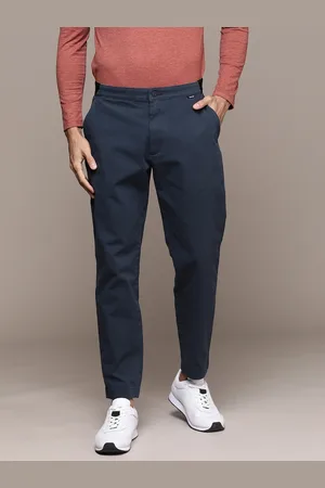 Calvin Klein Men Navy Blue Solid Modern Twill Trousers