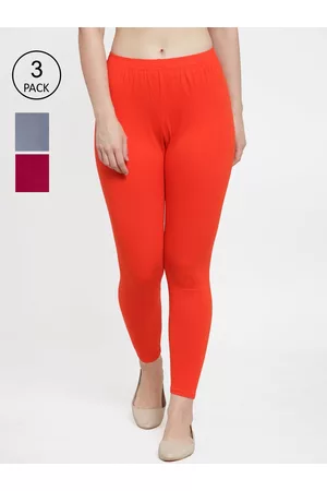 GRACIT Women Pack Of 3 Solid Ankle-Length Super Combed Cotton Lycra Leggings