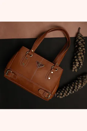 FOSTELO Tan PU Structured Shoulder Bag