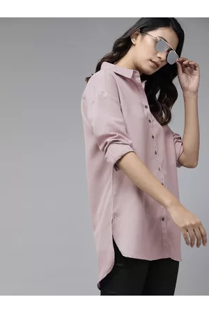 Roadster The Lifestyle Co Women Mauve Solid Eco-Responsible Polyester Casual Shirt