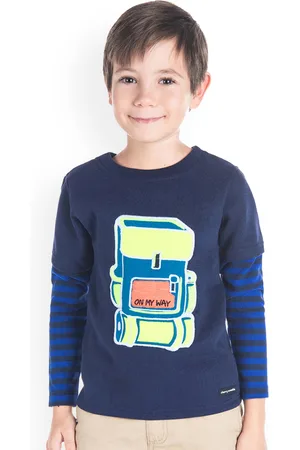 Cherry Crumble Boys Navy Blue Printed Sweatshirt