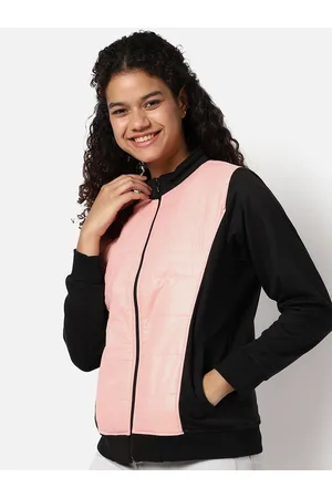 Campus Women Black Colourblocked Outdoor Bomber Jacket