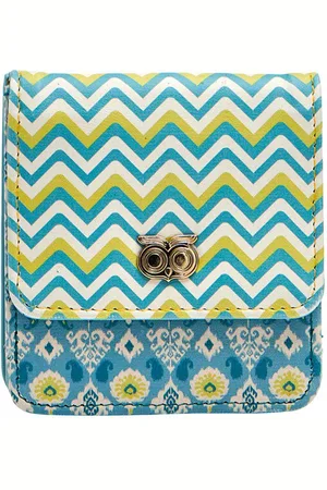 Chumbak Women Blue & Green Printed PU Two Fold Wallet