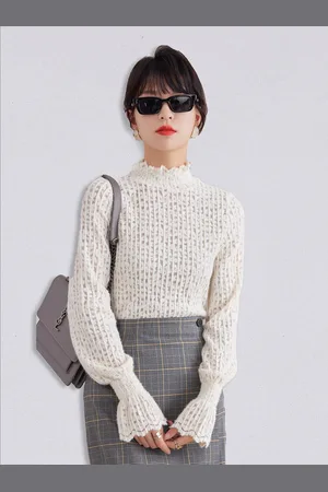 JC Collection Women Off White Self Design Mandarin Collar Top