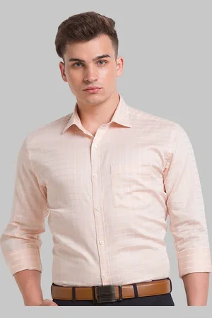 Park Avenue Men Orange Checked Formal Shirt