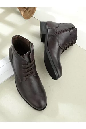 San Frissco Men Maroon Solid Faux Leather Zip Casual Boots