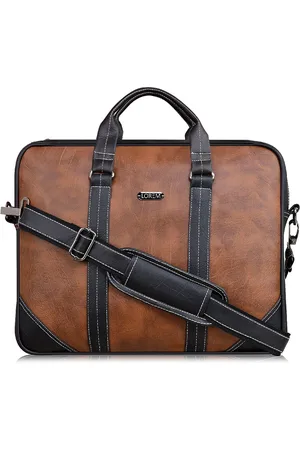 Lorem Unisex Brown & Black Colourblocked Laptop Bag