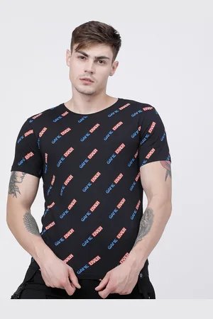 LocoMotive Men Navy Blue Printed Round Neck T-shirt