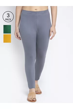 GRACIT Women Pack Of 3 Solid Ankle Length Cotton Leggings