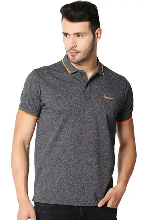 Pepe Jeans Men Grey Polo Collar T-shirt