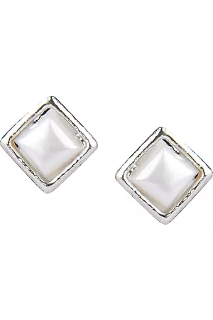 DESI COLOUR White Geometric Studs Earrings