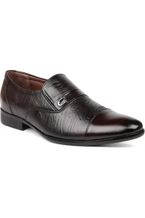 Inc 5 Men Maroon Solid Leather Formal Slip-Ons