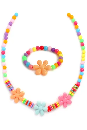 EL REGALO Girls Orange & Multicolored Beaded Jewellery Set