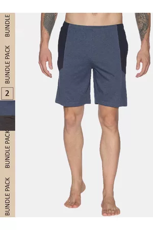 dollar Men Pack Of 2 Solid Regular Fit Lounge Shorts