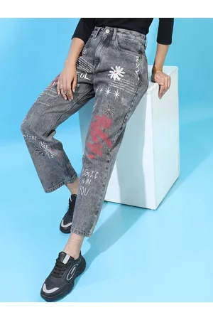 Tokyo Talkies Women Attractive Grey Wide Leg Fit Cropped Jeans