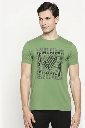 Being Human Men Green & Black Brand Logo Printed Pure Cotton T-shirt