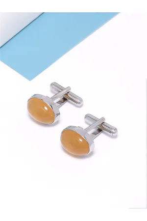 Tistabene Brown-Colored Stones Bullet Back Oval Cufflinks