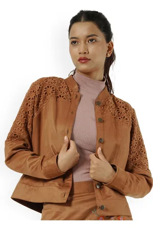 Taurus Women Beige Suede Laced Tailored Jacket