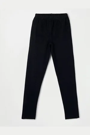 Lifestyle Girls Blue Solid Ankle Length Cotton Leggings