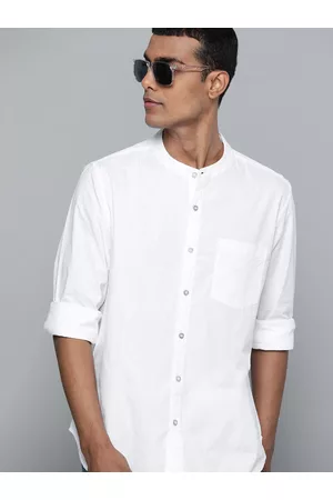 HARVARD Men White Solid Pure Cotton Casual Shirt