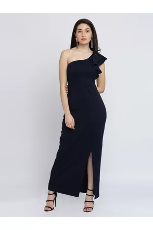 Miss Chase Women Navy Blue Solid Maxi Dress