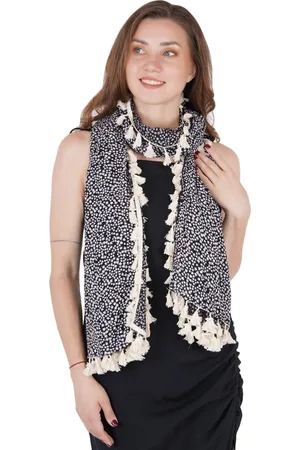 STYLE SHOES Women White & Black Printed Rayon Stole