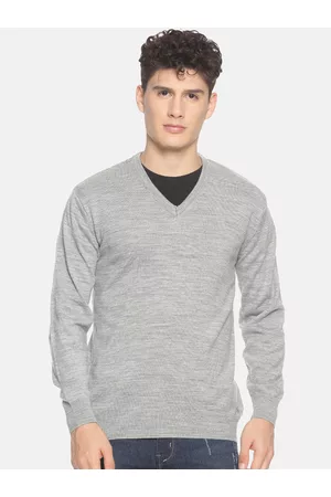 513 Clothing Men Grey Solid Pullover Sweater