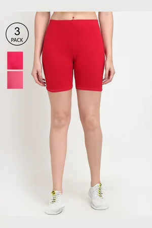 GRACIT Women Red & Pink Pack Of 3 Cycling Shorts