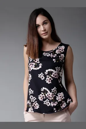 Moda Rapido Women Black & Off-White Floral Printed Top