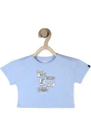 Allen Solly Girls Blue Printed Cotton T-shirt