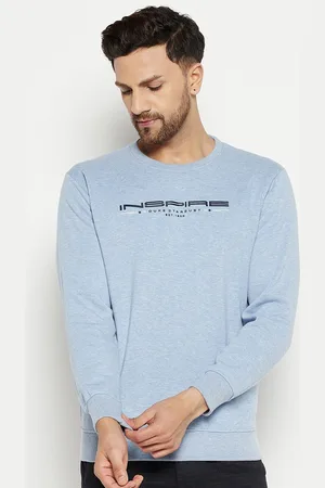 Duke Men Blue Printed Fleece Sweatshirt