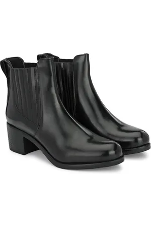 Delize Women Black Solid Leather Chelsea Boots
