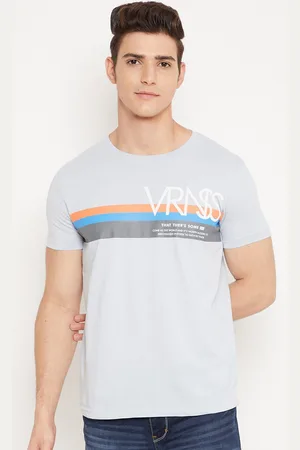 Duke Men Blue Typography Printed Slim Fit T-shirt