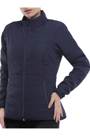 DECATHLON Women Solid Navy Upto -0 Degrees Non-Hooded Synthetic Puffer Jacket
