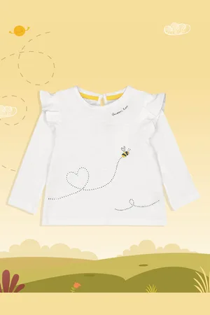 Mothercare Infant Girls White Printed Embellished Pure Cotton Top