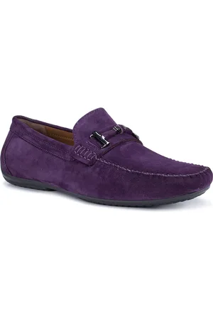 ROSSO BRUNELLO Men Purple Solid Formal Slip-On Shoes