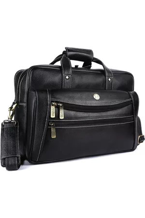 HAMMONDS FLYCATCHER Men Black Leather Laptop Bag